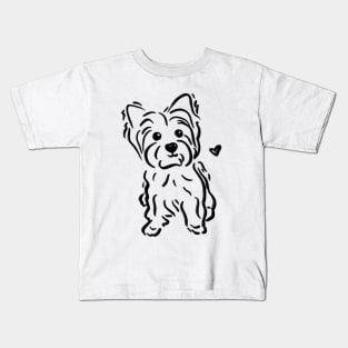 Yorkie Yorkshire Terrier Minimalistic Brush style Illustration Kids T-Shirt